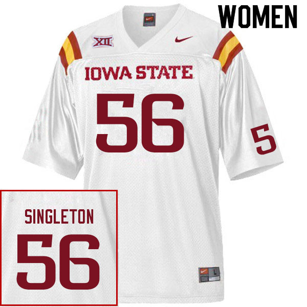 Women #56 J.R. Singleton Iowa State Cyclones College Football Jerseys Sale-White